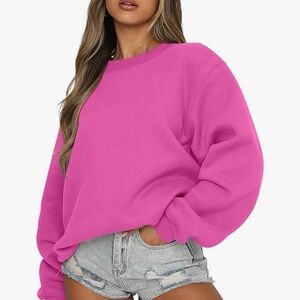 Amazon Pink Crewneck Sweater Soft Ribbed Pullover